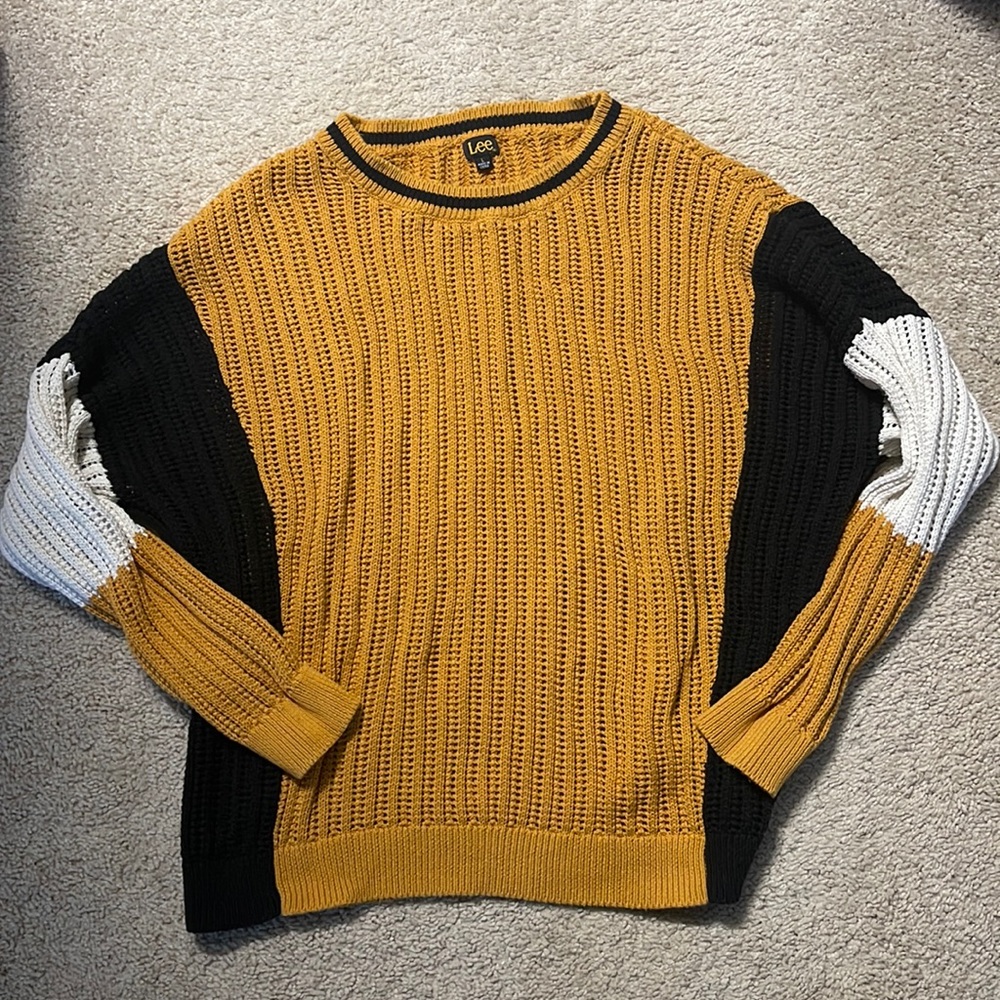 Lee mustard and black sweater, size large